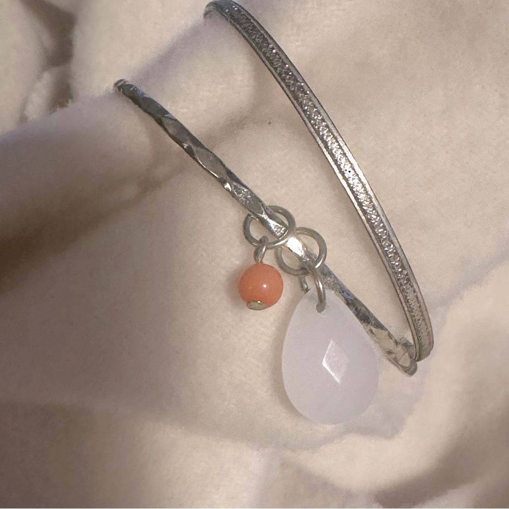 Muted Silver / Gold Tone Bangle Bracelet Duo Set